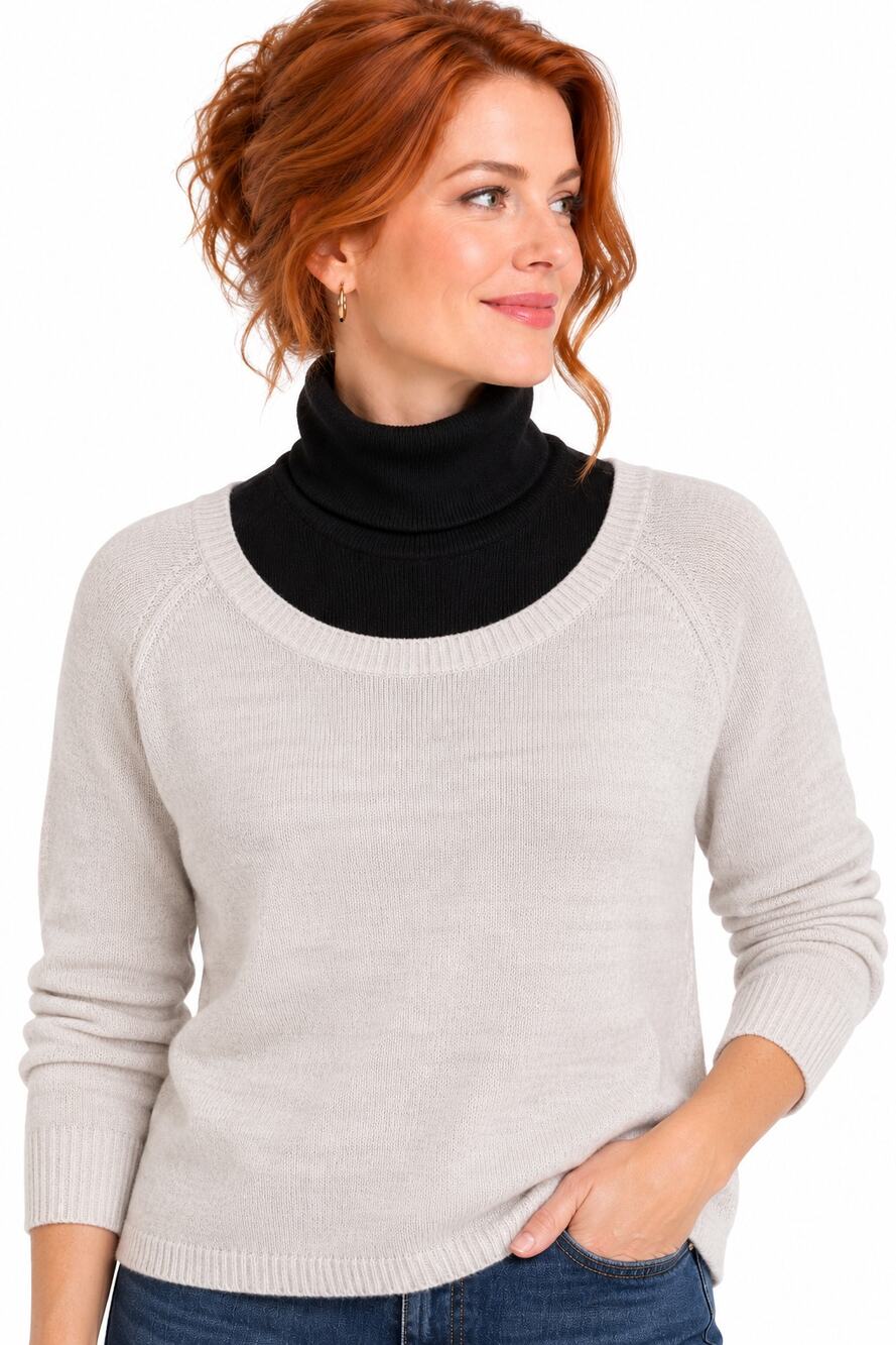 Dickey Style Black Turtleneck Knit Neck Warmer Sweater Layering Collar
